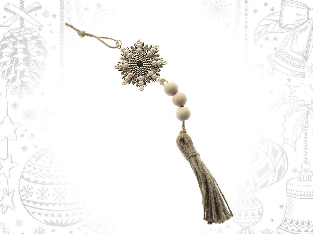 SNOWFLAKE FRINGES BEIGE ORNAMENT cod. 9319507