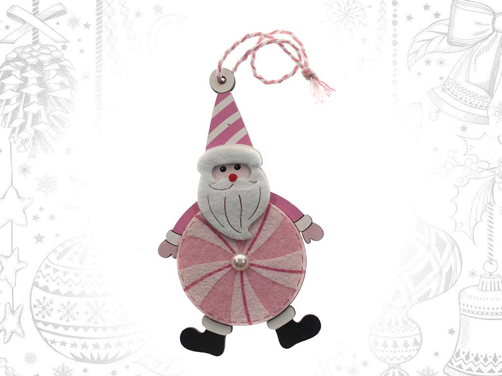 ORNAMENTO BABBO NATALE CARAMELLA ROSA cod. 9319738