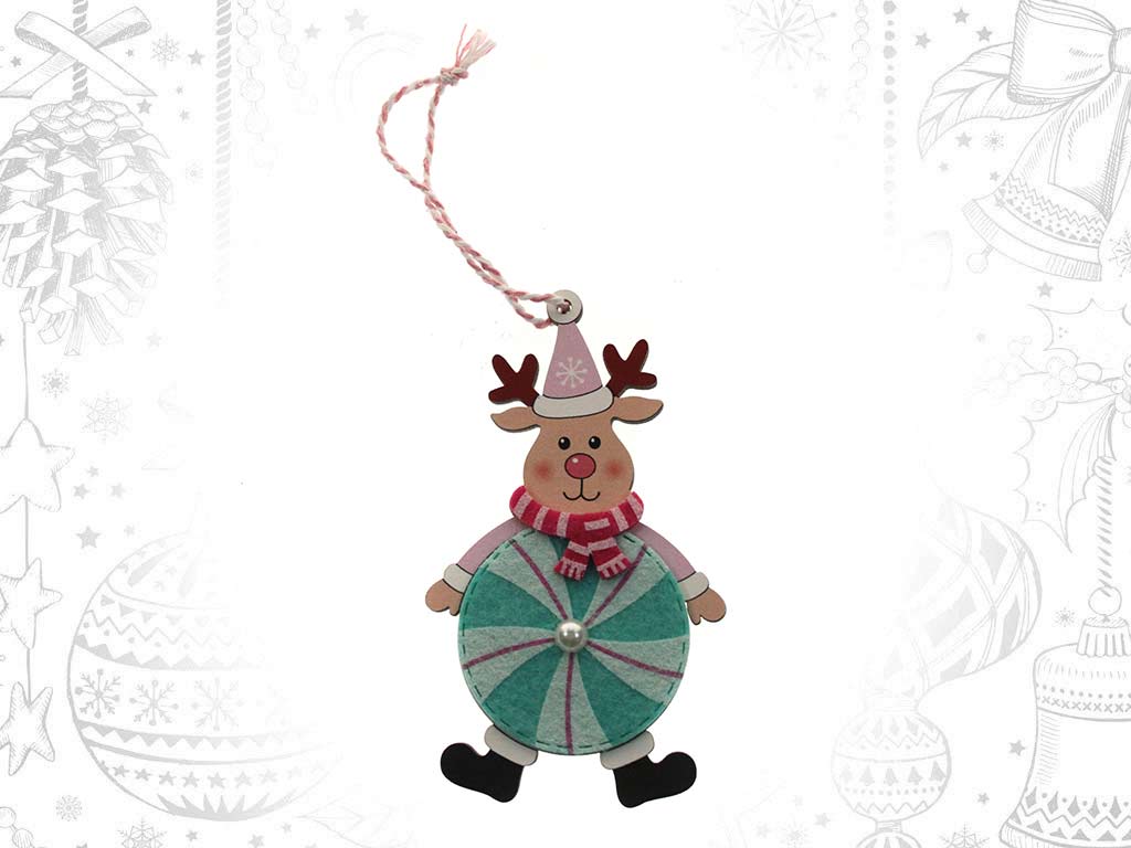 GREEN CANDY CANE REINDEER ORNAMENT cod. 9319740