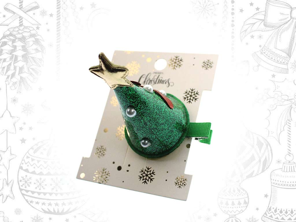 PINCE CHEVEUX ARBRE NOEL VERT cod. 9319974