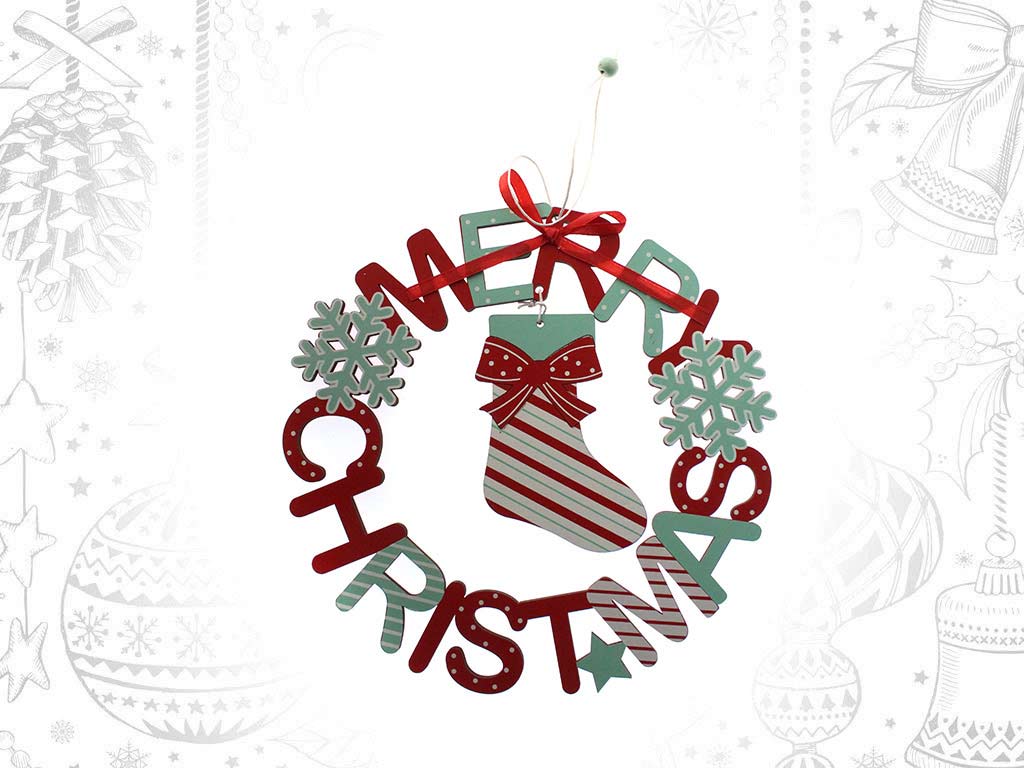 COLGANTE CALCETIN MERRY CHRISTMAS ROJO/VERDE cod. 9320291