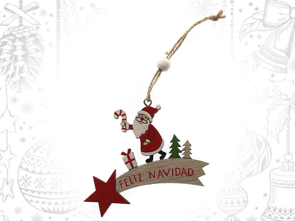 ORNAMENTO ESTRELA PAI NATAL FELIZ NAVIDA cod. 9320314