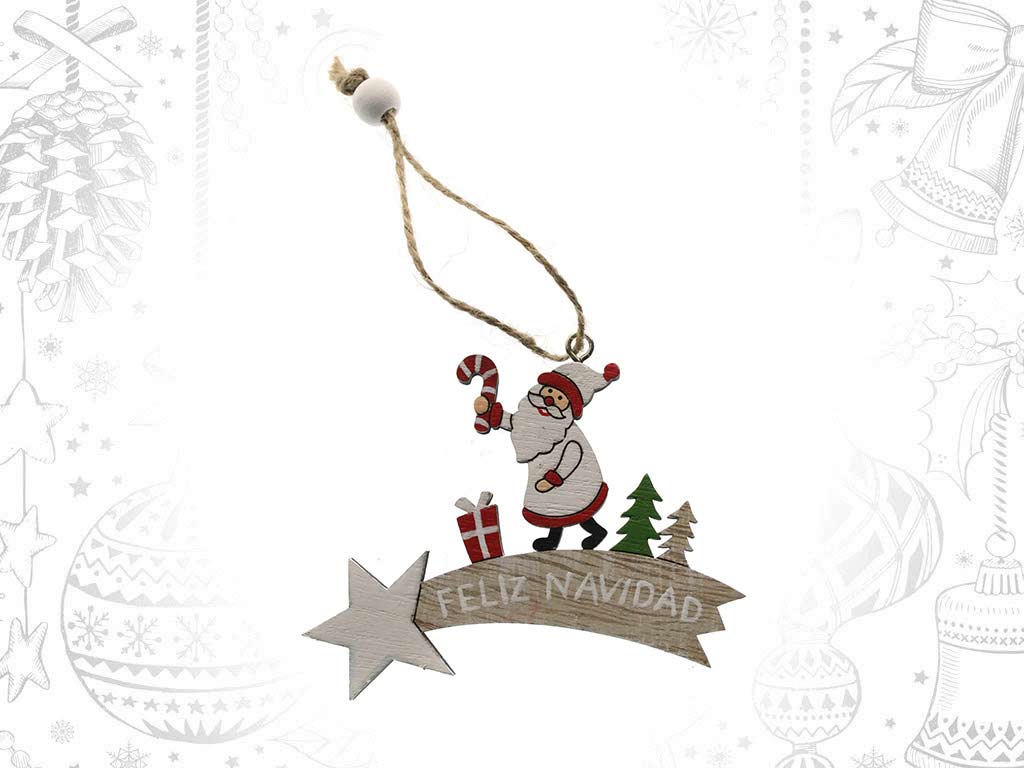 COLGANTE ESTRELLA SANTA FELIZ NAVIDAD BLANCO cod. 9320315