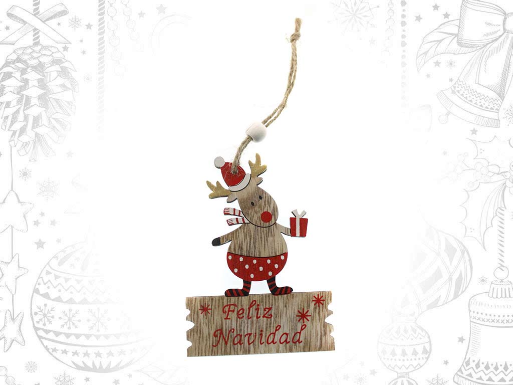 ORNAMENTO RENA VERMELHA FELIZ NATAL cod. 9320425