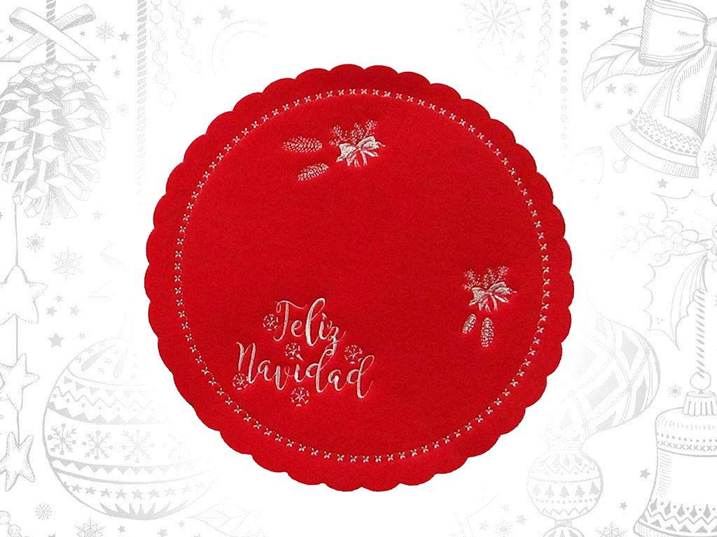 SOUS ASSIETTE ROND ROUGE FELIZ NAVIDAD cod. 9320577