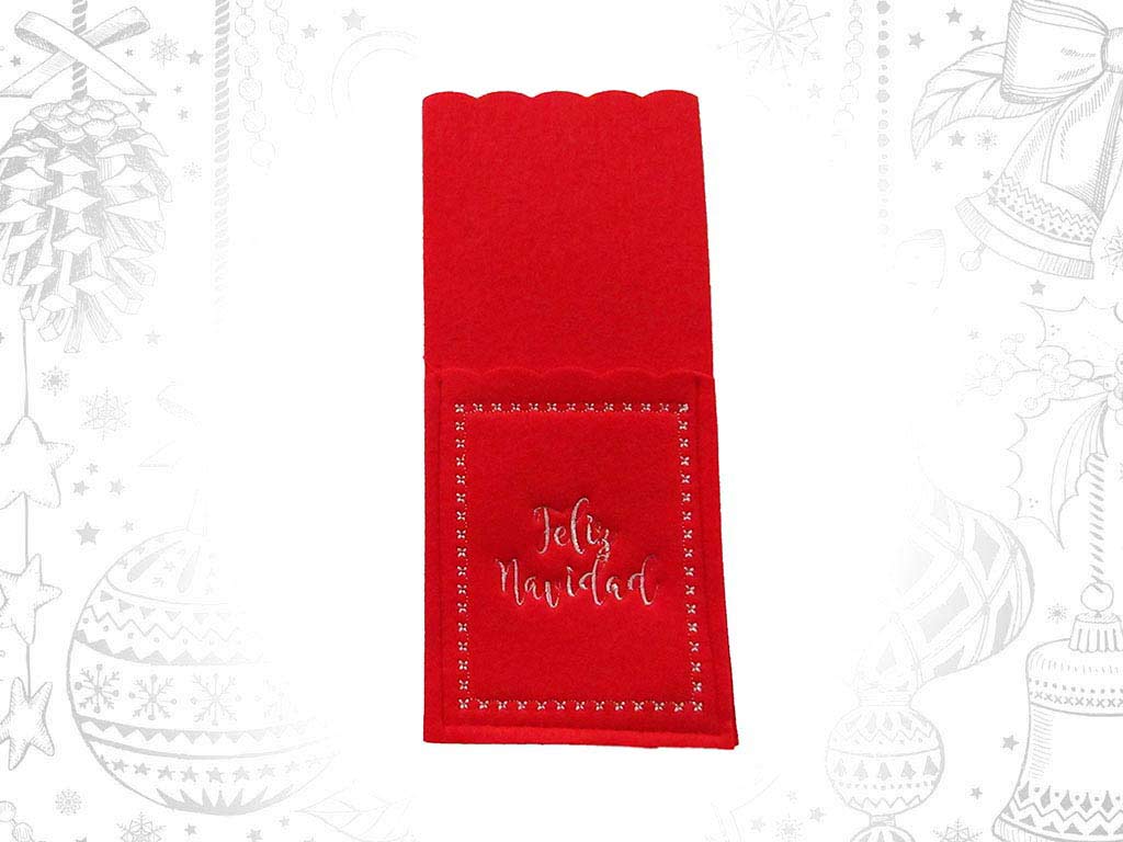 PORTE COUVERTS ROUGE FELIZ NAVIDAD cod. 9320580