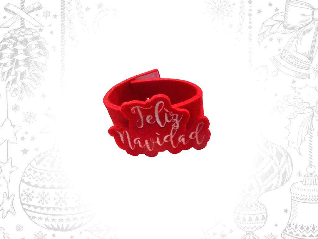 6 SET RED NAPKIN RINGS FELIZ NAVIDAD cod. 9320581