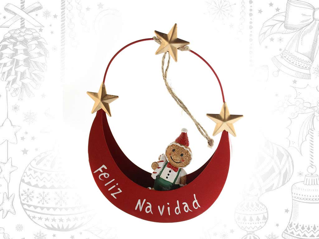 ORNAMENTO LUNA ROSSA FELIZ NAVIDAD cod. 9321129