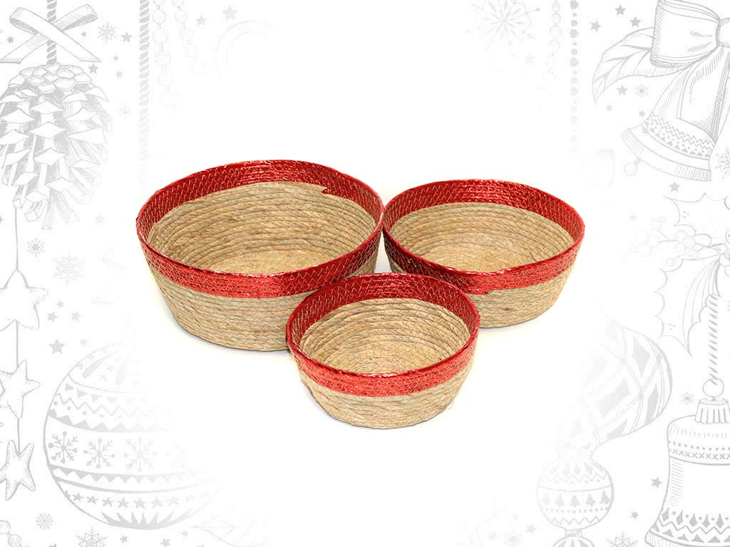 SET 3 CESTAS REDONDAS VERMELHAS cod. 9321377