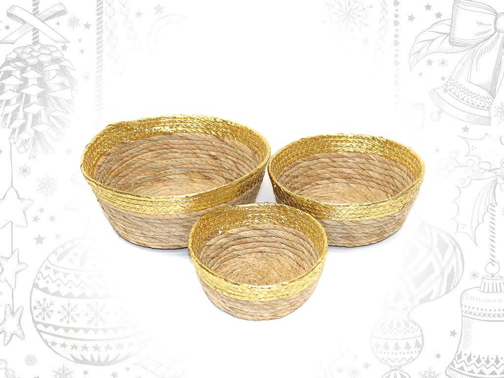 SET 3 CESTAS REDONDAS DOURADAS cod. 9321378