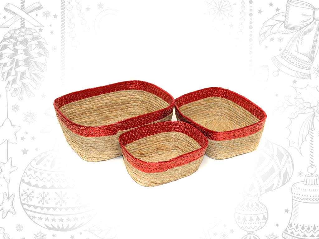 SET 3 CESTAS OVAIS VERMELHAS cod. 9321380