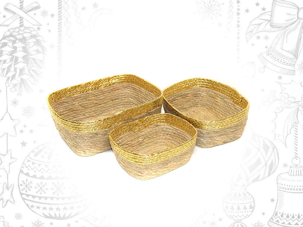 SET 3 CESTAS OVAIS DOURADAS cod. 9321381