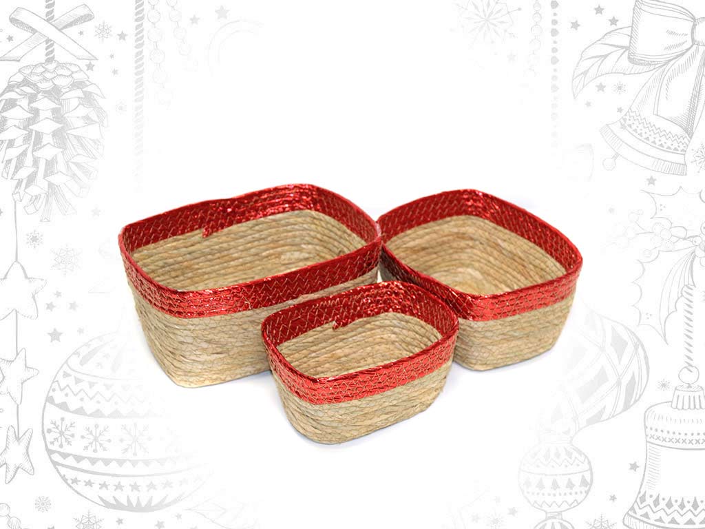 SET 3 CESTAS OVAIS VERMELHAS cod. 9321383