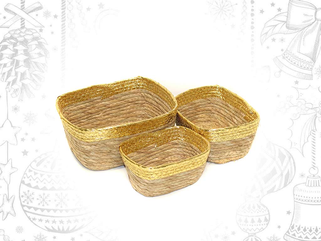 SET 3 CESTAS OVAIS DOURADAS cod. 9321384