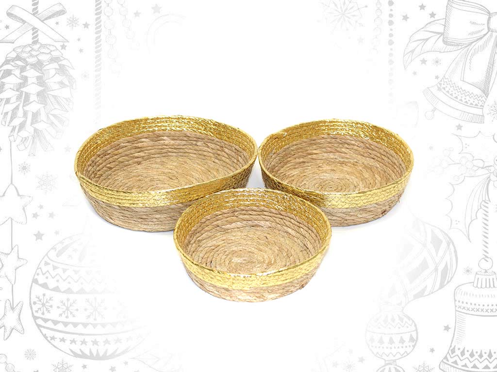 SET 3 CESTAS BAIXAS DOURADAS cod. 9321387
