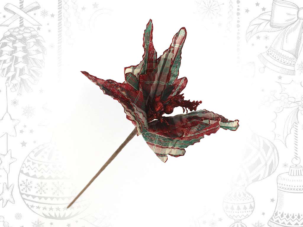 FLOR POINSETIA VERMELHA/VERDE VICHY cod. 9321553