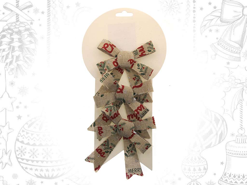 PACK 3 LAZOS MERRY CHRISTMAS PEQ. cod. 9321610