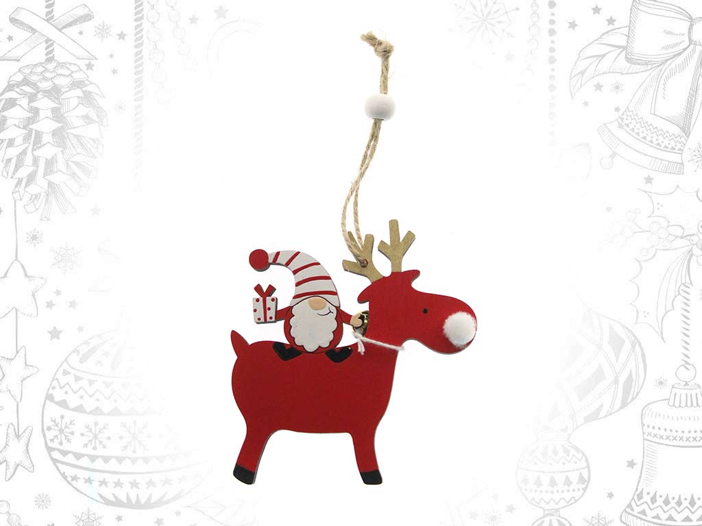 COLGANTE RENO ROJO PAPA NOEL cod. 9321661