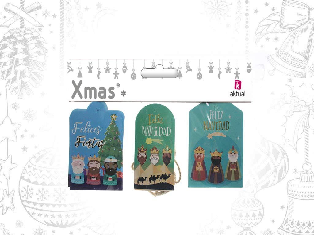 PACK 9 ETIQUETAS PRESENTES TRES REIS MAG cod. 9321715