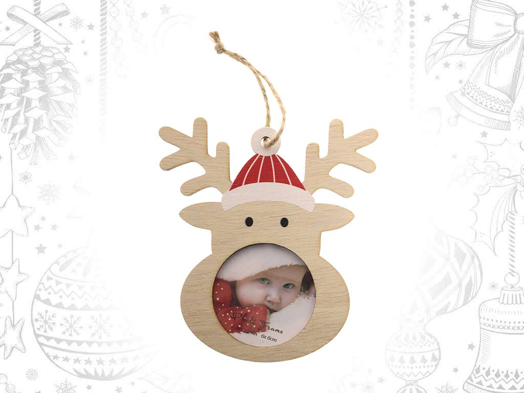 ORNAMENTO PORTA-FOTO RENA GORRO VERMELHO cod. 9321832