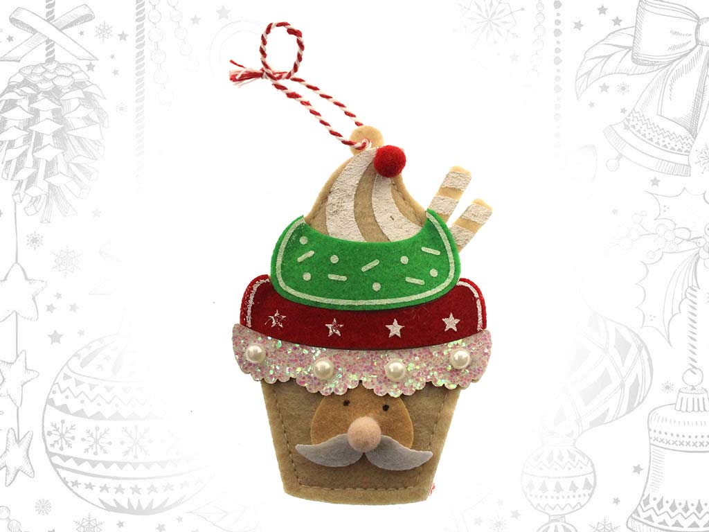 COLGANTE MUFFIN PAPA NOEL ROJO/VERDE cod. 9321850