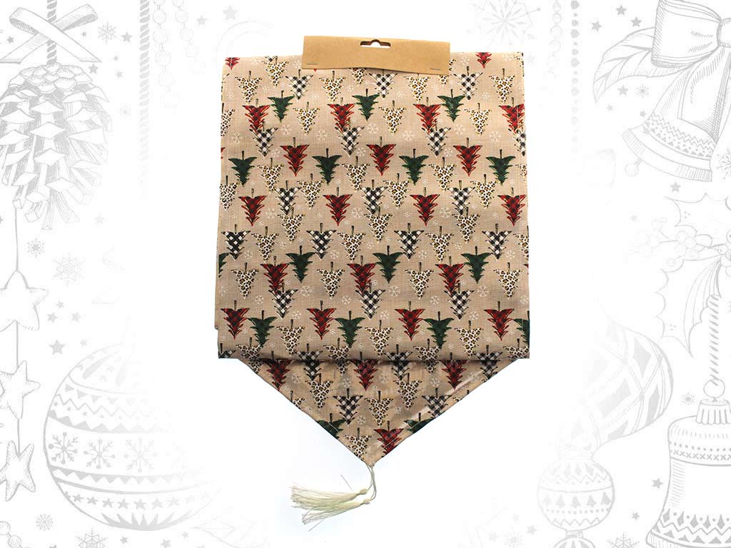 CAMINO MESA 150 CM. ARBOLES ROJOS/VERDES cod. 9322013