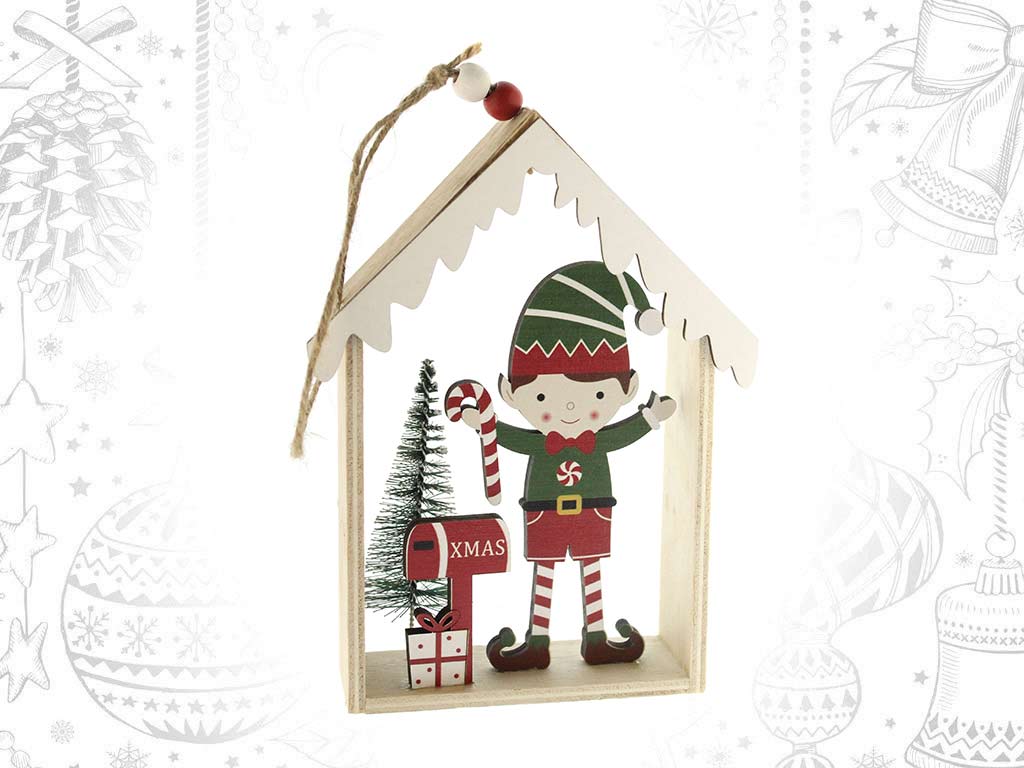COLGANTE CASA ELFO MADERA cod. 9322101