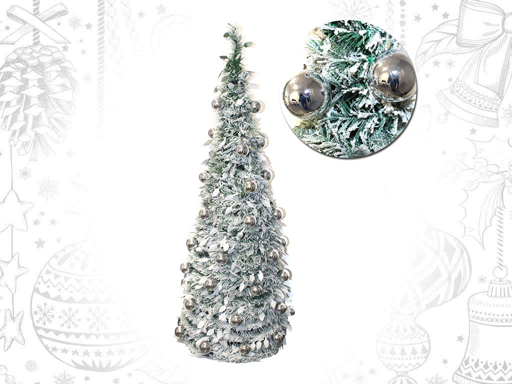 ARBOL 210 CM. PLEGABLE NEVADO C/200 LEDS PLATA cod. 9322210