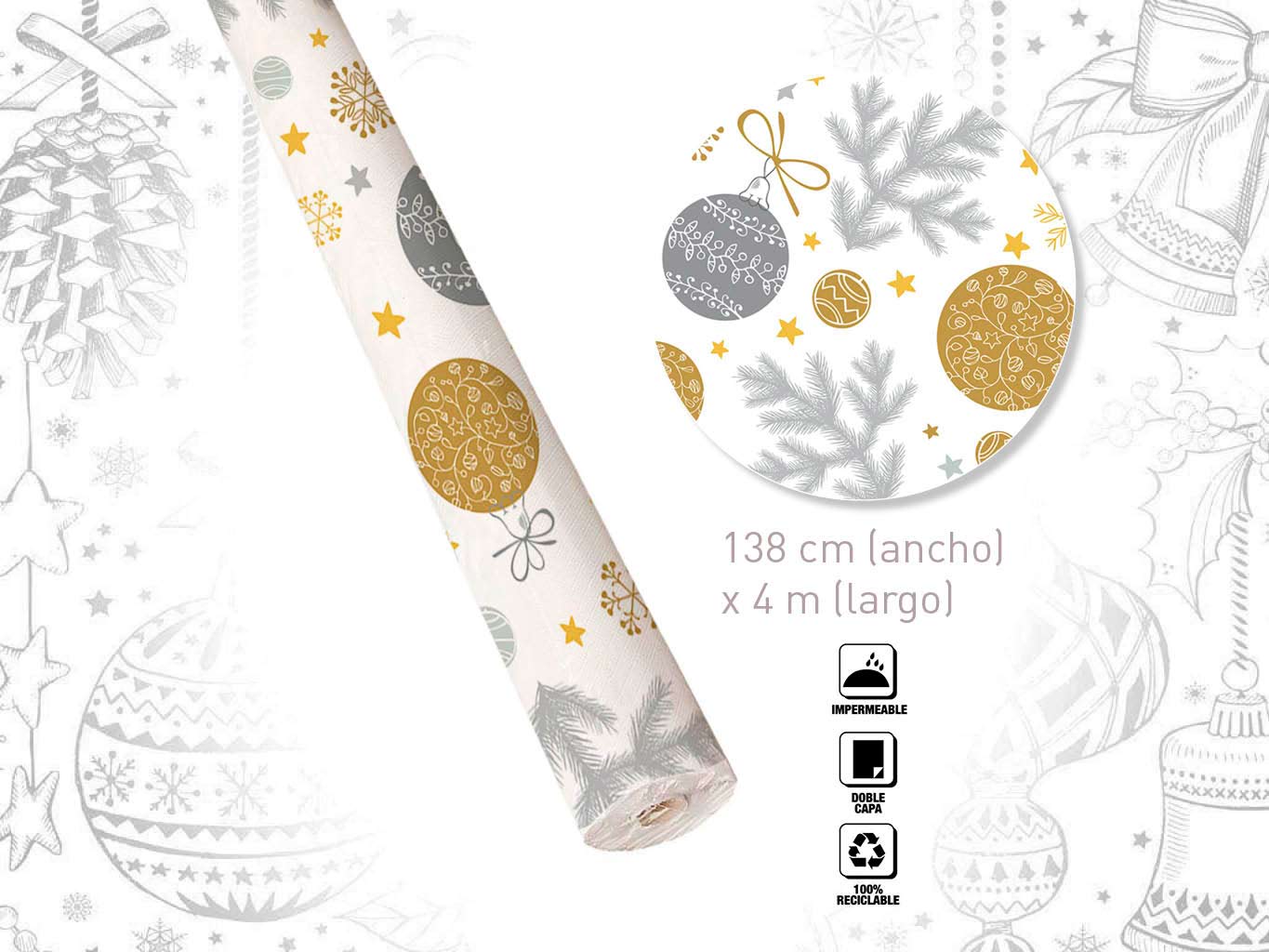 ROLLO MANTEL NAVIDAD 4MT. cod. 9322393