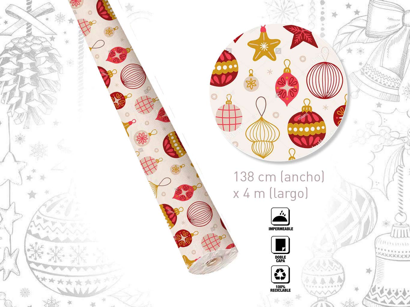 ROLLO MANTEL NAVIDAD 4MT. cod. 9322397