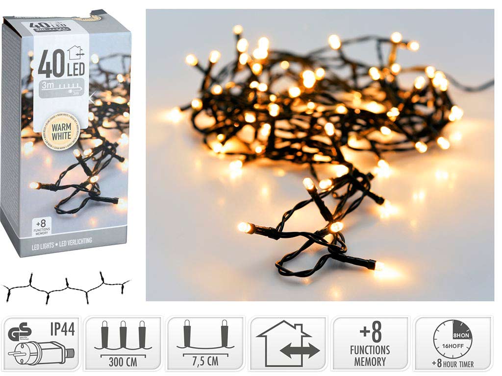 GUIRNALDA MICRO 40 LED BLANCO CALIDO cod. 9322885