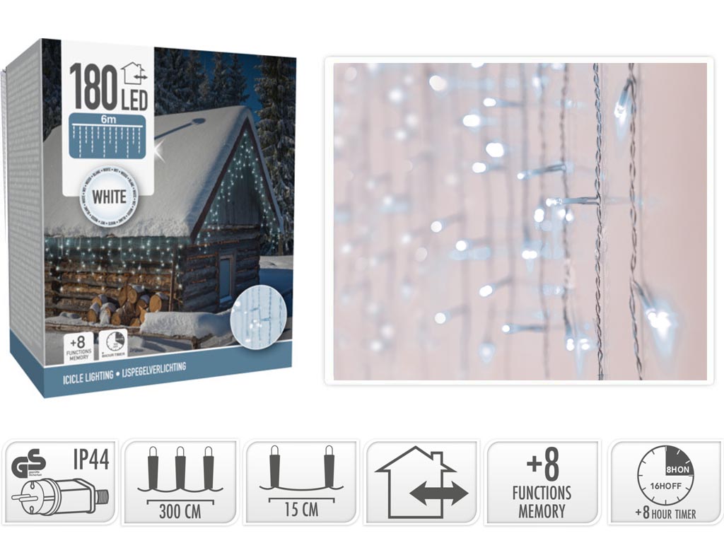 CORTINA 600X52CM 180 LEDS BLANCO FRIO cod. 9322980