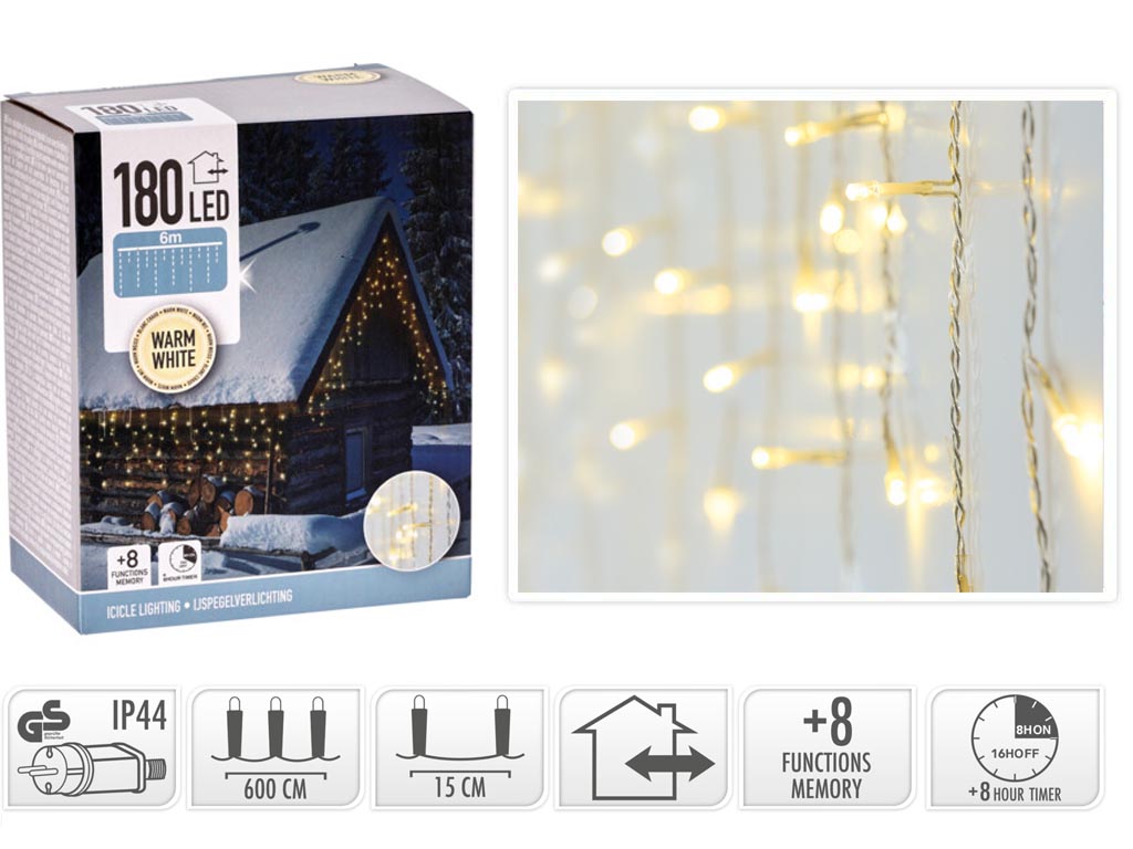 CORTINA 600X52CM 180 LED BLANCO CALIDO cod. 9322982