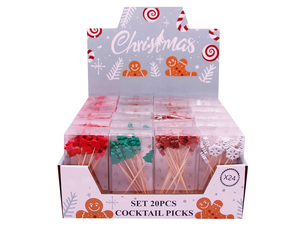 SET 20 SPIEDINI PER COCKTAIL NATALE cod. 9323046