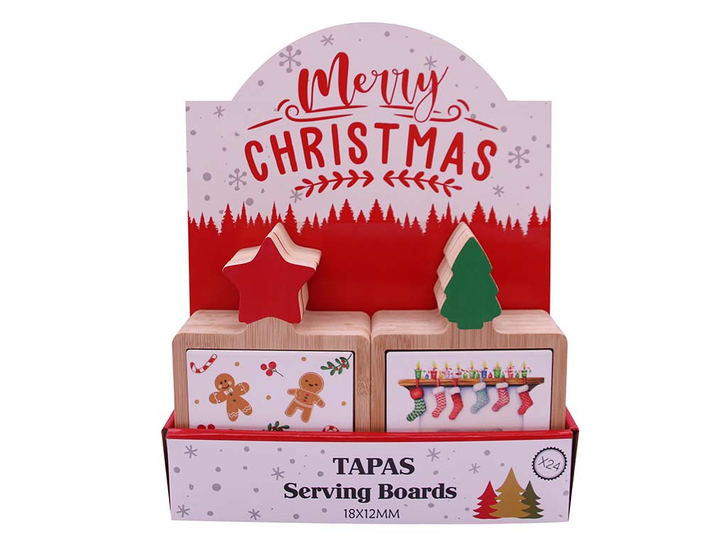 VASSOIO DI BAMBÚ CON CERAMICA DI NATALE cod. 9323048