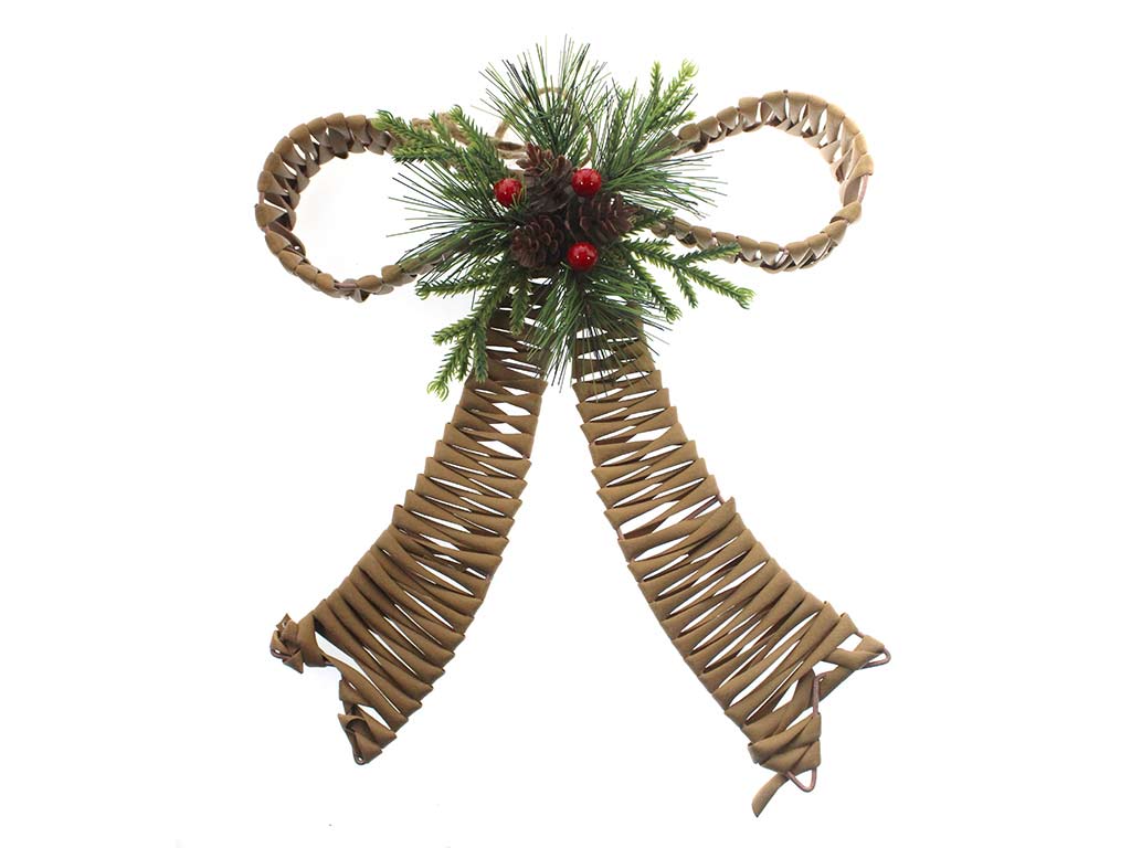 PS RATTAN RIBBON WITH PINE DECORATION GD cod. 9323143