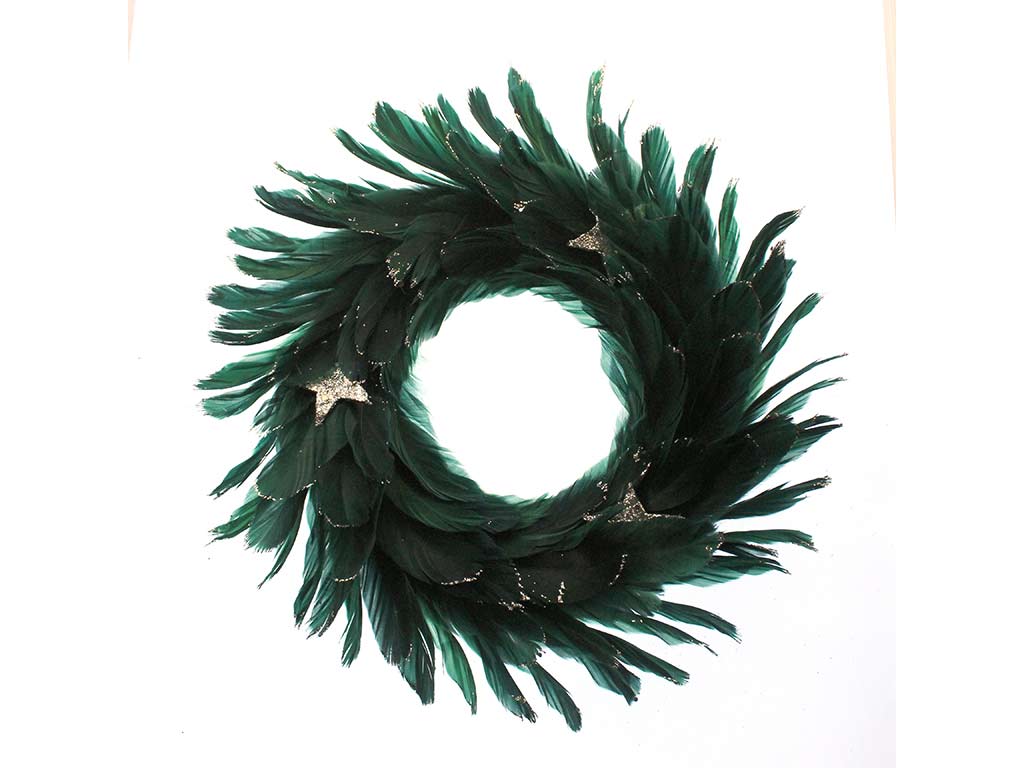 CORONA PENZOLANTE A PIUME VERDI cod. 9323316