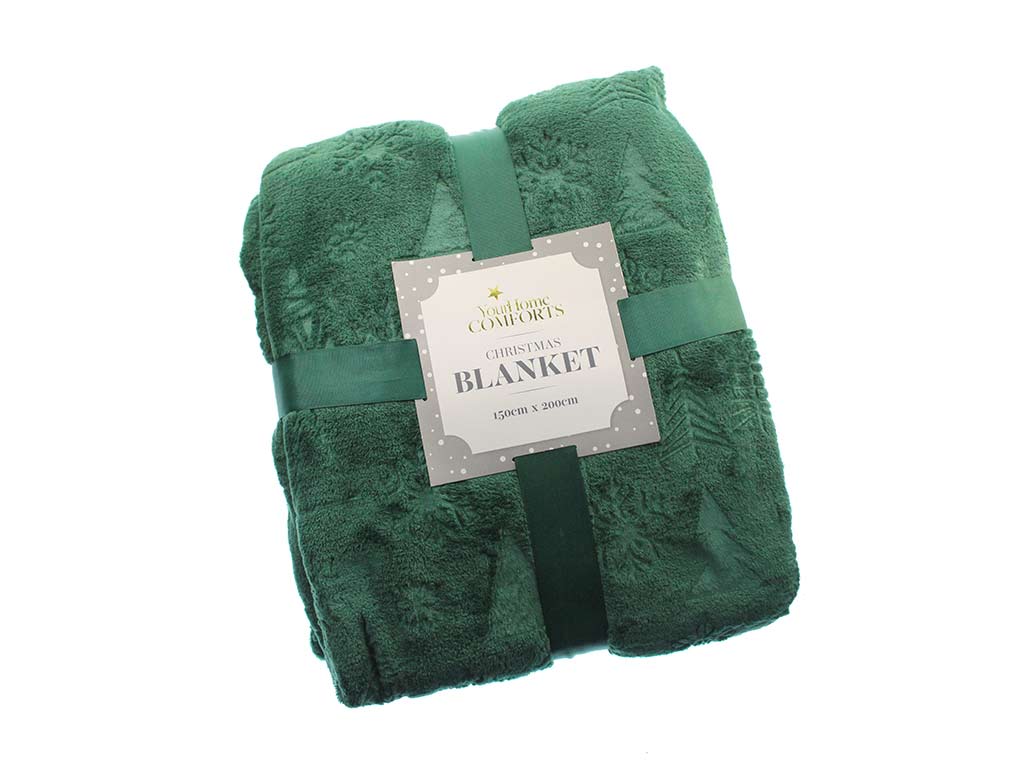 COPERTA VERDE RICAMATA NATALE 150x200 cod. 9323606