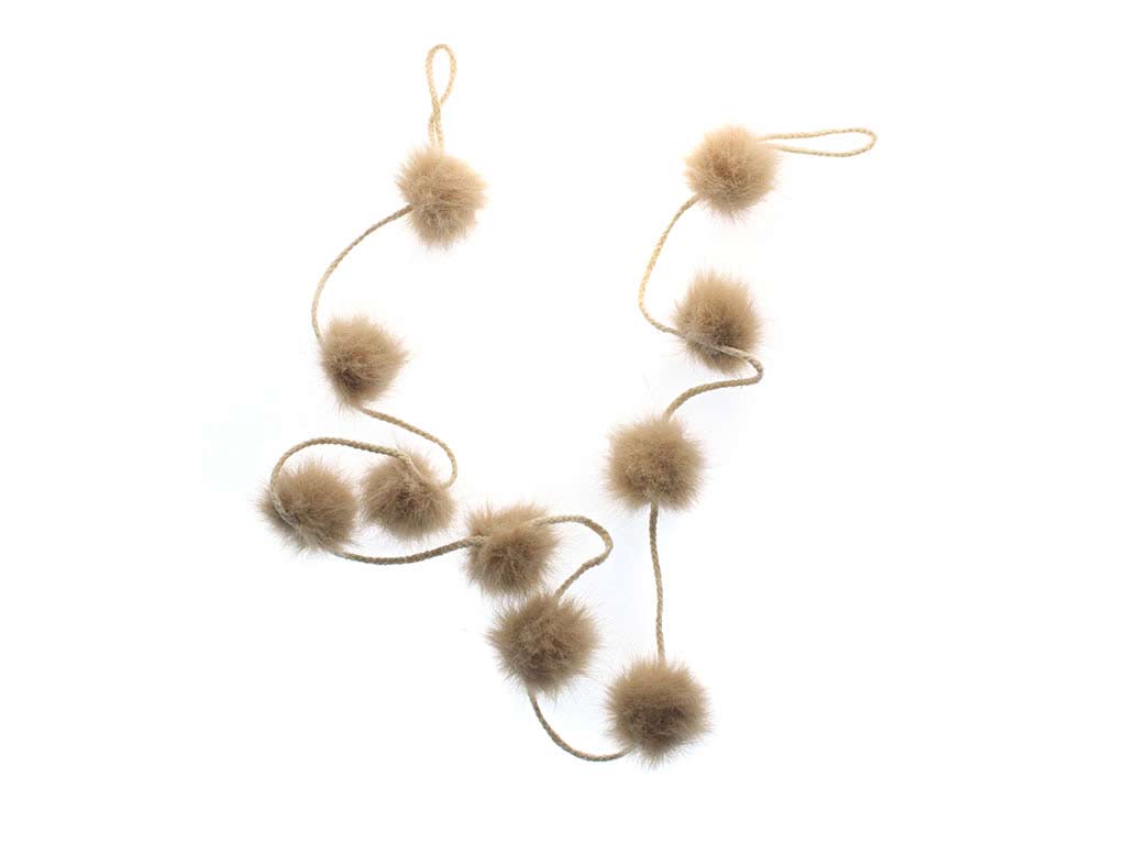 GHIRLANDA DI POMPONI BEIGE cod. 9324117