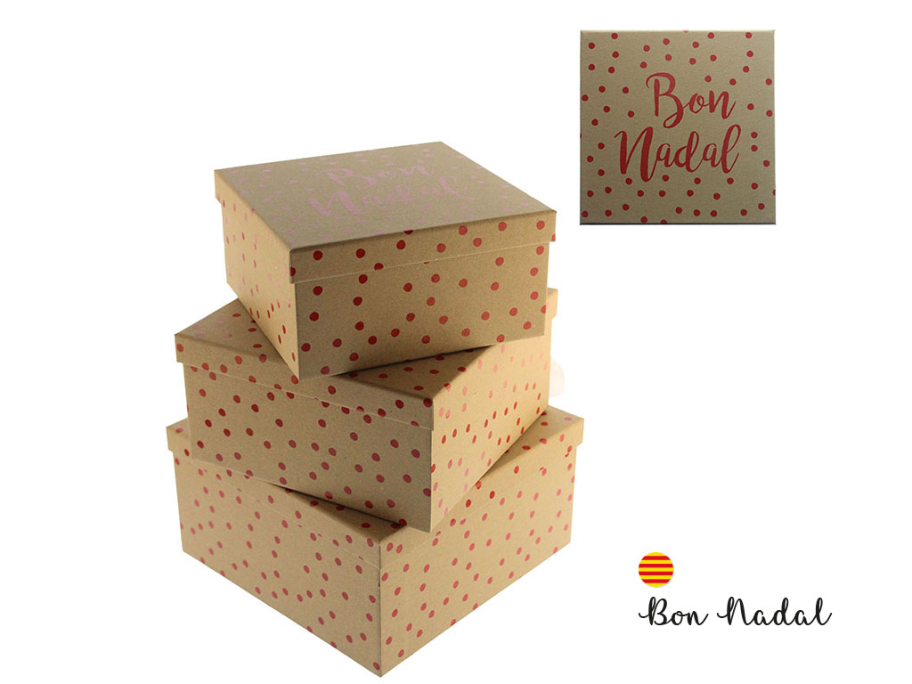 SET 3 CAJAS KRAFT BON NADAL ROJO cod. 9324538