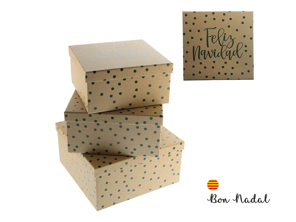 SET 3 CAJAS KRAFT BON NADAL AZUL cod. 9324540