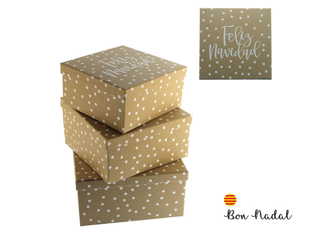 SET 3 CAJAS KRAFT BON NADAL BLANCO cod. 9324541
