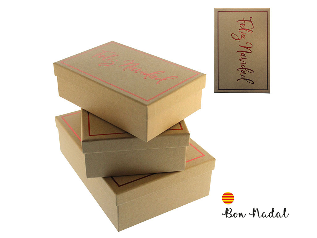 SET 3 CAJAS KRAFT BON NADAL ROJO cod. 9324546