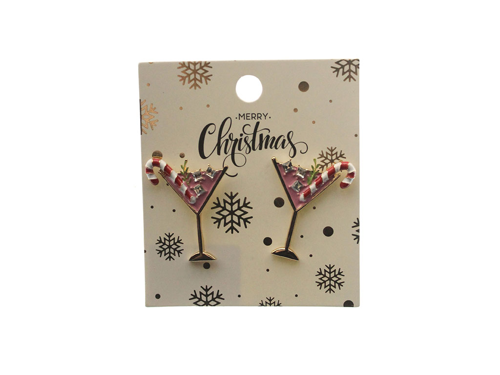 PENDIENTES DE COPA DE VINO DE NAVIDAD CON BASTÓN cod. 9324738