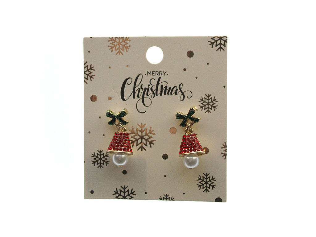 PENDIENTES DE CAMPANA DE NAVIDAD CON PEDRERÍA cod. 9324739