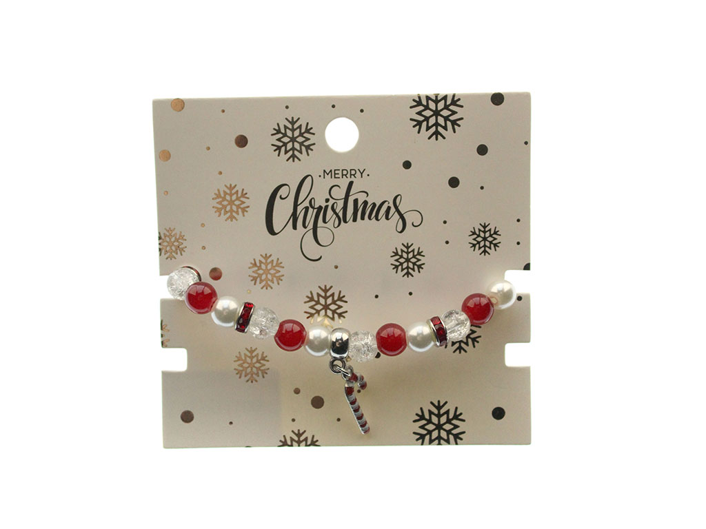 PULSERA DE CUENTAS DE NAVIDAD BASTÓN DE CARAMELO cod. 9324743