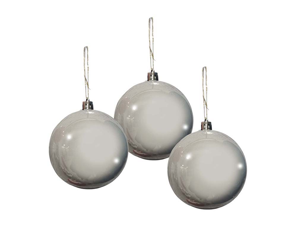 PACK 3 BOLAS LISAS 8 CM. PLATA cod. 9324773