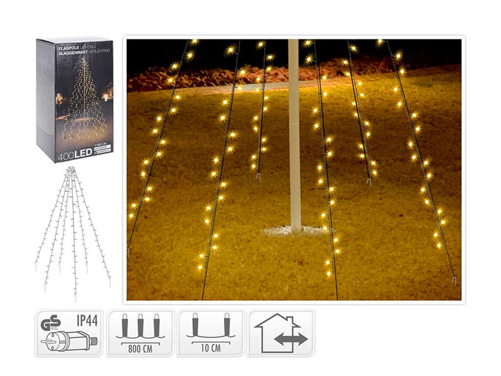 R.6130 CORTINA BANDERA 400 LED BLANCA CALIDA cod. 9324781