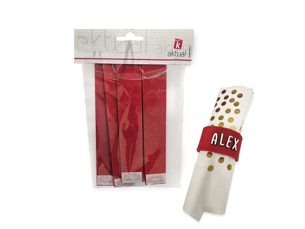 SET 6 ANILLOS SERVILLETA FELPA ROJOS DIY cod. 9324813