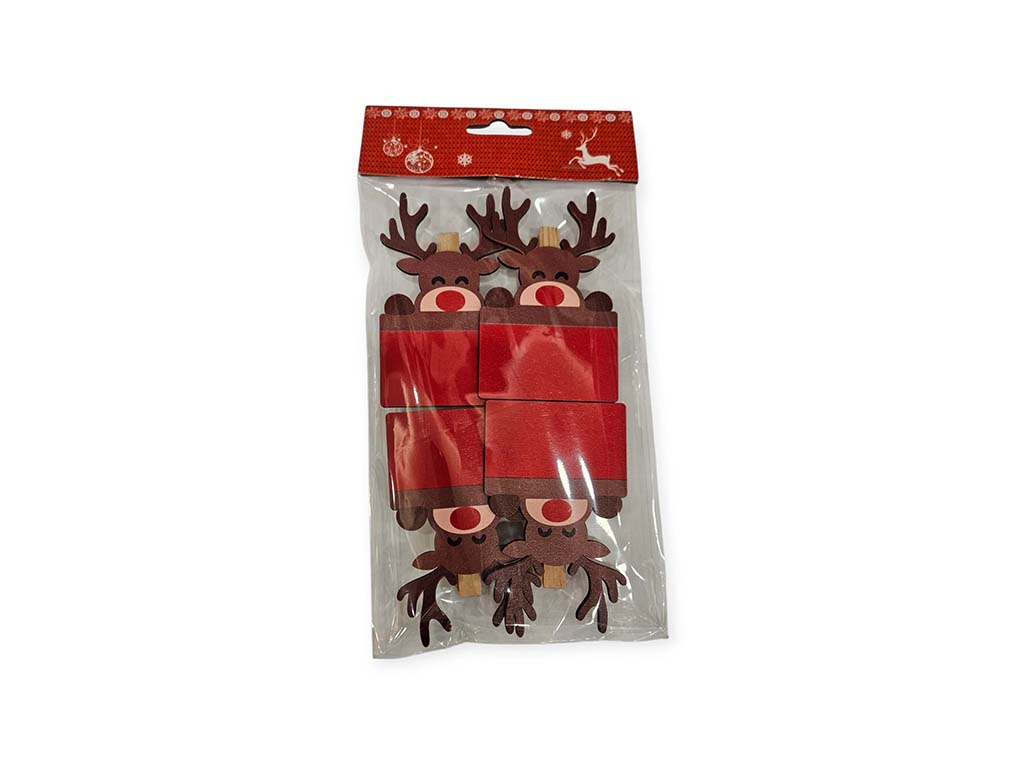 S/4 TAGS XMAS RENO C/PINZA DIY cod. 9324864